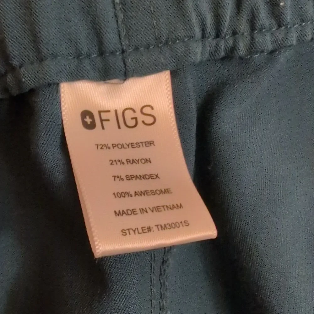 Figs Scrubs Pants Cairo Cargo Scrub Pants Caribbean Blue Zip Fly Tie Waist XL /S